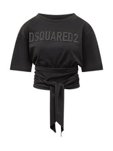 T-shirt Nera con Logo e Nodo DSquared2 - Abbigliamento Donna | Lidia Shopping