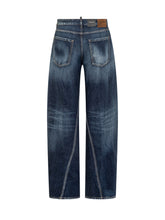 Dsquared2 Jeans a Gamba Larga in Denim Blu Effetto Vintage - Abbigliamento Donna | Lidia Shopping