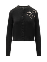 Fabiana Filippi Black Cardigan with Jewel Details - Collezione Happy Birthday | Lidia Shopping