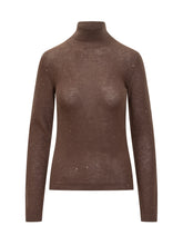 Fabiana Filippi Brown Turtleneck with Shiny Details - Collezione Happy Birthday | Lidia Shopping