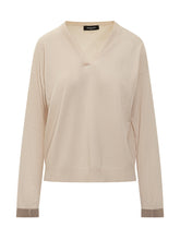Fabiana Filippi Beige V-Neck Sweater - Collezione Happy Birthday | Lidia Shopping