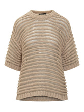 Fabiana Filippi Beige Lurex Stripe Knit Top - Collezione Happy Birthday | Lidia Shopping