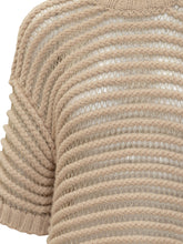 Fabiana Filippi Beige Lurex Stripe Knit Top - Collezione Happy Birthday | Lidia Shopping