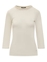T-shirt Avorio con Ricamo di Fabiana Filippi - Abbigliamento Donna | Lidia Shopping