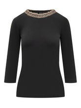 T-shirt Nera con Ricamo di Fabiana Filippi - Abbigliamento Donna | Lidia Shopping