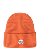 Moncler Beanie Arancione in Lana - Accessori Uomo | Lidia Shopping