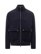 Moncler Blue Knit Cardigan with Zip and Pockets - Collezione Happy Birthday | Lidia Shopping
