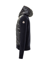 Moncler Cardigan Blu con Pannello Imbottito e Cappuccio - Abbigliamento Uomo | Lidia Shopping
