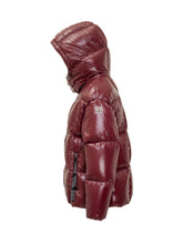 Moncler Parana Shiny Burgundy Down Jacket - Collezione Happy Birthday | Lidia Shopping