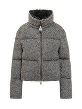 Moncler Brezesse Grey Tweed Down Jacket - Collezione Happy Birthday | Lidia Shopping