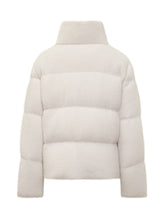 Piumino Moncler color avorio con zip frontale e collo alto. - Collezione Happy Birthday | Lidia Shopping