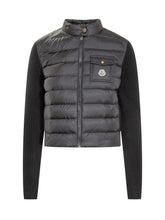 Cardigan Nero Ibrido in Maglia e Nylon di Moncler - Abbigliamento Donna | Lidia Shopping