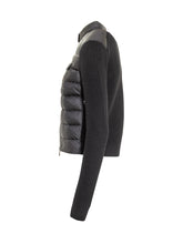 Cardigan Nero Ibrido in Maglia e Nylon di Moncler - Abbigliamento Donna | Lidia Shopping