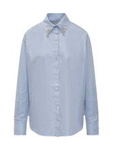 Camicia Des Phemmes Azzurra con Colletto Decorato da Cristalli - Abbigliamento Donna | Lidia Shopping