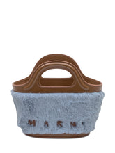 Marni Borsa Tote in Pelliccia Azzurra e Pelle Marrone - Borse A Mano Donna | Lidia Shopping