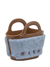Marni Borsa Tote in Pelliccia Azzurra e Pelle Marrone - Borse A Mano Donna | Lidia Shopping