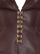 Giacca Elisabetta Franchi in Ecopelle Marrone con Ganci Oro e Dettagli sulle Spalle - Abbigliamento Donna | Lidia Shopping