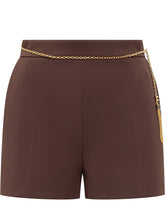 Elisabetta Franchi Shorts Marroni con Catena Oro - Abbigliamento Donna | Lidia Shopping