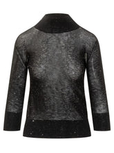 Genny Maglia Nera Brillante a Maniche Lunghe - Abbigliamento Donna | Lidia Shopping