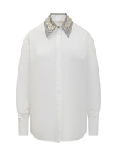 Camicia Genny bianca con collo gioiello - Abbigliamento Donna | Lidia Shopping