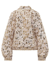 Bomber Genny beige con paillettes oro - Abbigliamento Donna | Lidia Shopping
