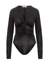 Body nero Genny con arricciature - Abbigliamento Donna | Lidia Shopping