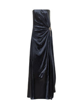Genny Blue Satin Draped Evening Gown - Collezione Happy Birthday | Lidia Shopping