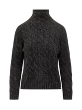 Gran Sasso Dolcevita Nero con Lurex e Treccia - Abbigliamento Donna | Lidia Shopping