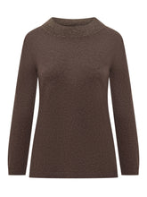 Gran Sasso Maglia Marrone con Collo Giro e Dettaglio Luminoso - Abbigliamento Donna | Lidia Shopping