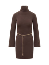 Michael Kors Brown Ribbed Knit Dress with Chain Belt - Collezione Happy Birthday | Lidia Shopping