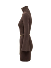 Michael Kors Brown Ribbed Knit Dress with Chain Belt - Collezione Happy Birthday | Lidia Shopping