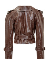 Actualee Brown Faux Leather Jacket with Belt - Actualee | Lidia Shopping
