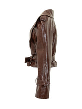 Actualee Brown Faux Leather Jacket with Belt - Actualee | Lidia Shopping