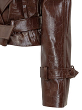 Actualee Brown Faux Leather Jacket with Belt - Actualee | Lidia Shopping