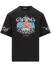Casablanca Black T-Shirt with Floral and Tribal Print - Casablanca | Lidia Shopping