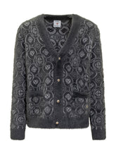 Casablanca Cardigan in Lana con Logo Monogram Grigio - Abbigliamento Uomo | Lidia Shopping