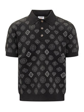 Casablanca Polo Nera con Logo All Over - Abbigliamento Uomo | Lidia Shopping
