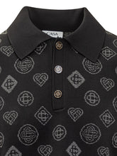 Casablanca Polo Nera con Logo All Over - Abbigliamento Uomo | Lidia Shopping