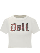 Dolce & Gabbana White Crop T-Shirt with Doll Print - Collezione Happy Birthday | Lidia Shopping