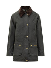 Barbour Giacca Cerata Nera con Colletto in Velluto Marrone - Abbigliamento Donna | Lidia Shopping