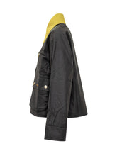 Barbour Giacca Cerata Nera con Colletto Giallo - Abbigliamento Donna | Lidia Shopping