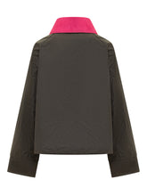 Barbour Giacca Verde con Colletto Rosa - Abbigliamento Donna | Lidia Shopping