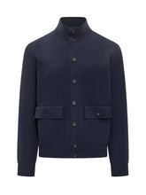 Cardigan in Lana Filippo De Laurentiis Blu con Tasche e Collo Alto - Abbigliamento Uomo | Lidia Shopping