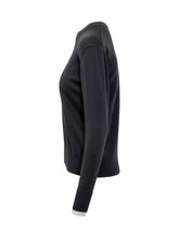 Maglia Alpha Studio Blu Girocollo con Profili a Contrasto - Abbigliamento Donna | Lidia Shopping