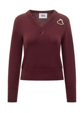 Alpha Studio Wool Sweater Burgundy with Brooch - Alpha Studio | Lidia Shopping