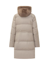 Duno Piumino Beige con Cappuccio in Pelliccia - Abbigliamento Donna | Lidia Shopping