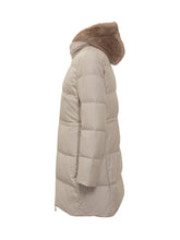 Duno Piumino Beige con Cappuccio in Pelliccia - Abbigliamento Donna | Lidia Shopping
