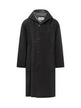 Amaranto Black Wool Hooded Coat - Amaranto | Lidia Shopping