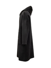 Amaranto Black Wool Hooded Coat - Amaranto | Lidia Shopping