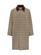 Amaranto Checked Coat with Velvet Collar - Amaranto | Lidia Shopping